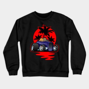 Hot Rod Couple Cruise at Sunset with Palm Trees Car Design Crewneck Sweatshirt